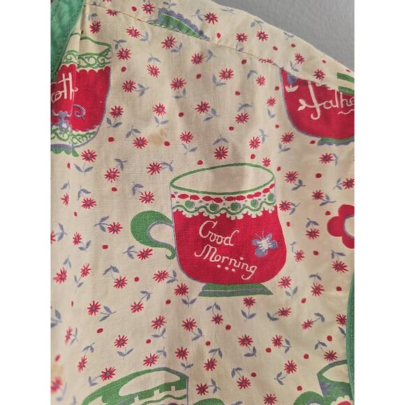 Vtg 60's Pink Coffee Cottagecore Grannycore Kitchen Cobbler Top Apron Womans Os - Picture 5 of 7